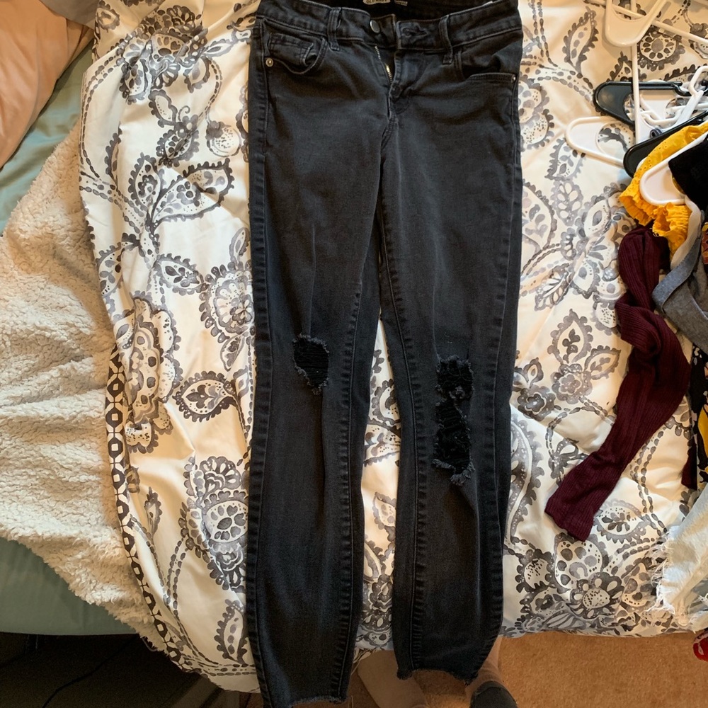 Old Navy “Rockstar” Distressed Black Skinny Jeans